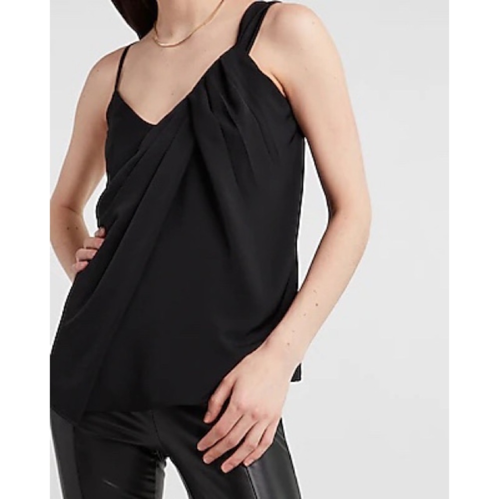 NWT Express Asymmetrical Twist Shoulder Cami Top In Black Size S